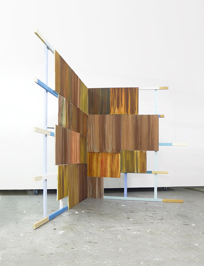 Die Raumhaftigkeit, 2018 | 19 paintings, acrylic on canvas, wooden construction | 206 x 206 x 200 cm Abbildung 4 - Installationen